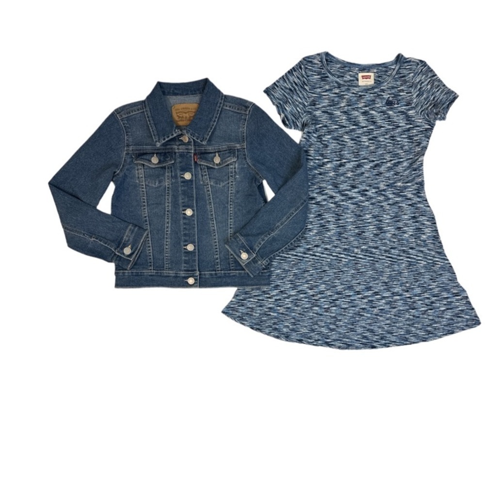 NWT Levi's Girl's 2-Piece Denim Jacket & A-Line Short Sleeve Dress Set - Picture 2 of 9